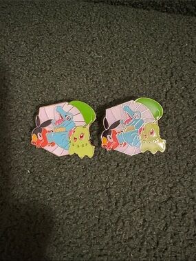 Cute Pokemon Trio Enamel Pin Set - Green, Blue, Pink
